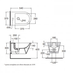 AZZURRA FORMA Биде подвесное 54х37х34см , с 1 отв под смеситель, цвет белый (СпецЦЕНА со склада!)