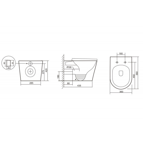 Унитаз ABBER Bequem AC1113 приставной белый, безободковый