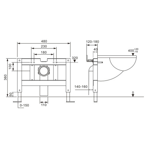 Комплект ABBER подвесной унитаз Rechteck AC1202P белый с импульсным смывом с инсталляцией AC0101P
