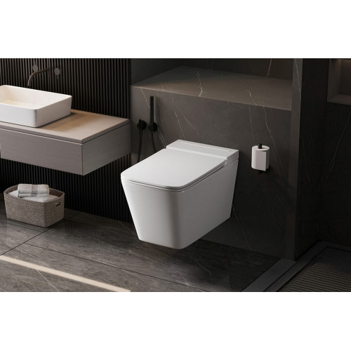 Комплект ABBER подвесной унитаз Rechteck AC1202P белый с импульсным смывом с инсталляцией AC0101P