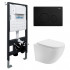 Комплект подвесной унитаз ABBER Bequem AC1100T белый с инсталляцией AC0105 и кнопкой AC0121MB черный матовый