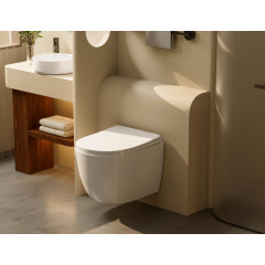 Комплект подвесной унитаз ABBER Bequem AC1100T белый с инсталляцией AC0105 и кнопкой AC0121MB черный матовый