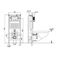 Комплект подвесной унитаз ABBER Rechteck AC1201MB черный матовый с инсталляцией AC0105 и кнопкой AC0120 хром