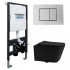 Комплект подвесной унитаз ABBER Rechteck AC1201MB черный матовый с инсталляцией AC0105 и кнопкой AC0120 хром