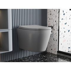 Унитаз ABBER Bequem AC1102MG подвесной серый матовый, безободковый