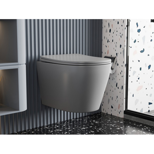 Унитаз ABBER Bequem AC1102MG подвесной серый матовый, безободковый