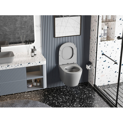 Унитаз ABBER Bequem AC1102MG подвесной серый матовый, безободковый