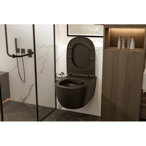 Унитаз ABBER Bequem AC1104MB подвесной черный матовый, безободковый