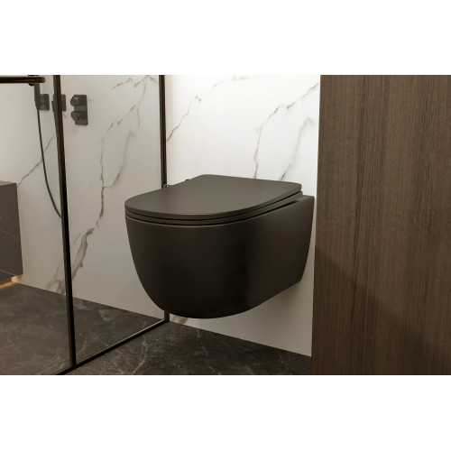 Унитаз ABBER Bequem AC1104MB подвесной черный матовый, безободковый