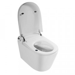 Комплект ABBER подвесной электронный унитаз-биде Bequem AC1119S белый с импульсным смывом с инсталляцией AC0101P