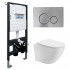 Комплект подвесной унитаз ABBER Bequem AC1100T белый с инсталляцией AC0105 и кнопкой AC0121MCH матовый хром