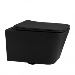 Комплект подвесной унитаз ABBER Rechteck AC1201MB черный матовый с инсталляцией AC0105 и кнопкой AC0120MB черный матовый
