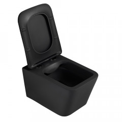 Комплект подвесной унитаз ABBER Rechteck AC1201MB черный матовый с инсталляцией AC0105 и кнопкой AC0120MB черный матовый