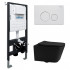 Комплект подвесной унитаз ABBER Rechteck AC1201MB черный матовый с инсталляцией AC0105 и кнопкой AC0121MW белая матовая