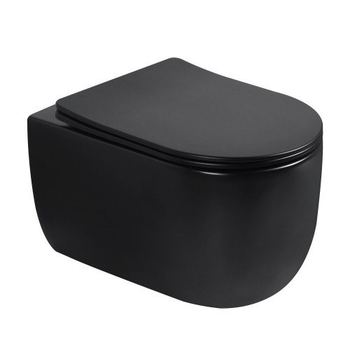 Унитаз ABBER Bequem AC1104TMB подвесной черный матовый, безободковый, смыв торнадо