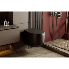 Унитаз ABBER Bequem AC1104TMB подвесной черный матовый, безободковый, смыв торнадо