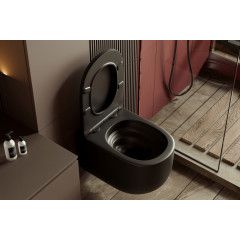 Унитаз ABBER Bequem AC1104TMB подвесной черный матовый, безободковый, смыв торнадо