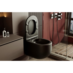 Унитаз ABBER Bequem AC1104TMB подвесной черный матовый, безободковый, смыв торнадо