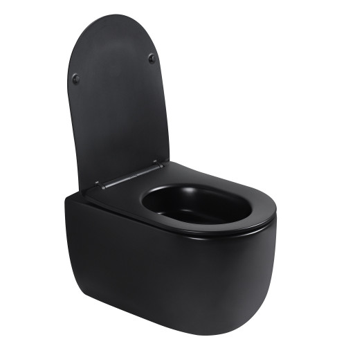 Унитаз ABBER Bequem AC1104TMB подвесной черный матовый, безободковый, смыв торнадо