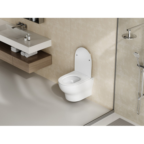 Унитаз ABBER Bequem AC1128 подвесной белый, безободковый, смыв торнадо