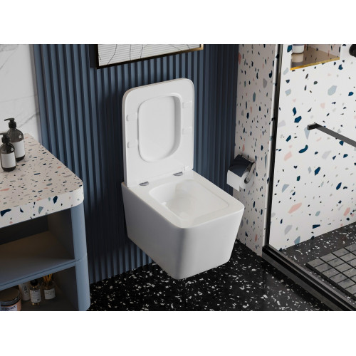 Унитаз ABBER Rechteck AC1201T подвесной белый, безободковый, смыв торнадо