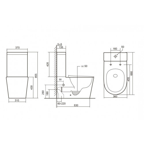 Унитаз ABBER Bequem AC1112TMB компакт черный матовый, безободковый, смыв торнадо