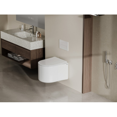 Унитаз ABBER Bequem AC1129 подвесной белый, безободковый, смыв торнадо