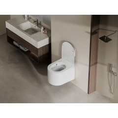 Унитаз ABBER Bequem AC1129 подвесной белый, безободковый, смыв торнадо