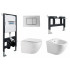 Комплект ABBER унитаз AC1100 белый с инсталляцией AC0105 и кнопкой AC0120 хром, биде AC1150 с инсталляцией AC0101P
