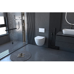 Комплект ABBER унитаз AC1100 белый с инсталляцией AC0105 и кнопкой AC0120 хром, биде AC1150 с инсталляцией AC0101P