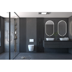 Комплект ABBER унитаз AC1100 белый с инсталляцией AC0105 и кнопкой AC0120 хром, биде AC1150 с инсталляцией AC0101P