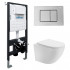 Комплект подвесной унитаз ABBER Bequem AC1100T белый с инсталляцией AC0105 и кнопкой AC0120 хром