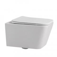 Комплект подвесной унитаз ABBER Rechteck AC1201 белый с инсталляцией AC0105 и кнопкой AC0120RG золото розовое