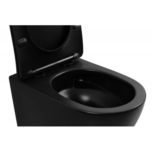 Унитаз ABBER Bequem AC1100TMB подвесной черный матовый, безободковый, смыв торнадо