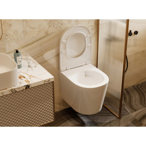 Унитаз ABBER Bequem AC1102T подвесной белый, безободковый, смыв торнадо