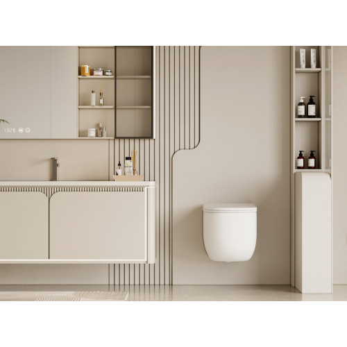 Унитаз ABBER Bequem AC1104TMW подвесной белый матовый, безободковый, смыв торнадо