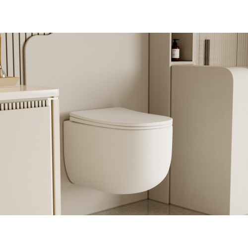 Унитаз ABBER Bequem AC1104TMW подвесной белый матовый, безободковый, смыв торнадо