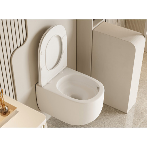 Унитаз ABBER Bequem AC1104TMW подвесной белый матовый, безободковый, смыв торнадо