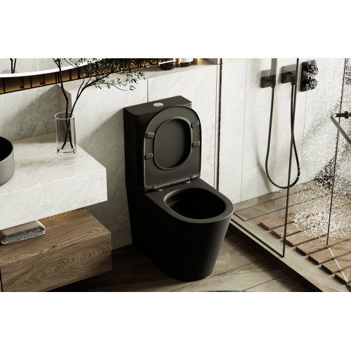 Унитаз ABBER Bequem AC1112TMB компакт черный матовый, безободковый, смыв торнадо