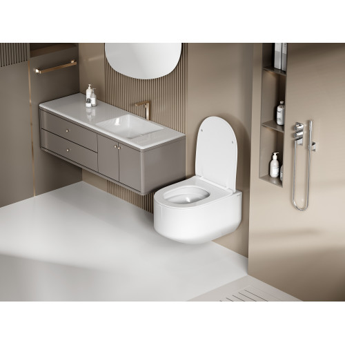 Унитаз ABBER Bequem AC1130 подвесной белый, безободковый, смыв торнадо