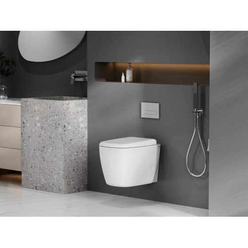 Унитаз ABBER Rechteck AC1217 подвесной белый, безободковый, смыв торнадо