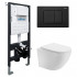 Комплект подвесной унитаз ABBER Bequem AC1100T белый с инсталляцией AC0105 и кнопкой AC0120MB черный матовый
