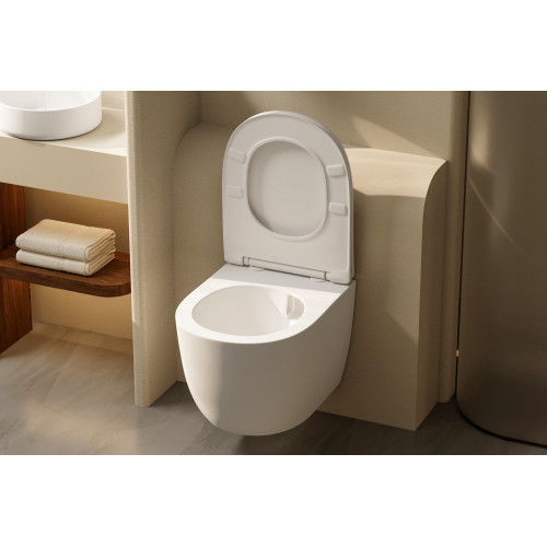 Унитаз ABBER Bequem AC1100TMW подвесной белый матовый, безободковый, смыв торнадо