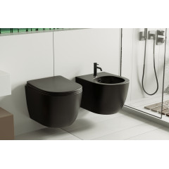 Комплект ABBER унитаз AC1100MB черный матовый с инсталляцией AC0105 и кнопкой AC0120MB, биде AC1150MB с инсталляцией AC0101P