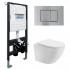 Комплект подвесной унитаз ABBER Bequem AC1100T белый с инсталляцией AC0105 и кнопкой AC0120MCH матовый хром