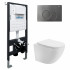 Комплект подвесной унитаз ABBER Bequem AC1100T белый с инсталляцией AC0105 и кнопкой AC0121NG никель