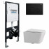 Комплект подвесной унитаз ABBER Rechteck AC1201 белый с инсталляцией AC0105 и кнопкой AC0121MB черный матовый