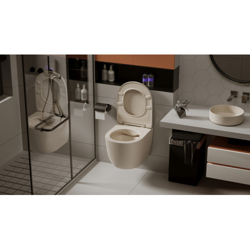 Унитаз ABBER Bequem AC1101MBE подвесной светло-бежевый матовый, безободковый