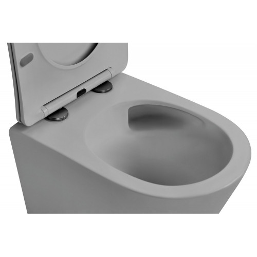 Унитаз ABBER Bequem AC1102TMG подвесной серый матовый, безободковый, смыв торнадо
