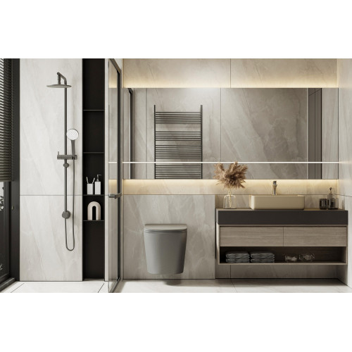 Унитаз ABBER Bequem AC1102TMG подвесной серый матовый, безободковый, смыв торнадо